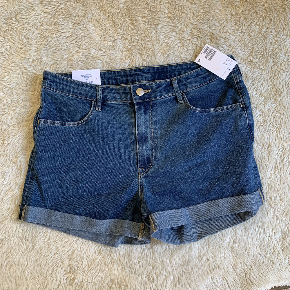 NWT H&M Blue Denim Cuffed Shorts US 10